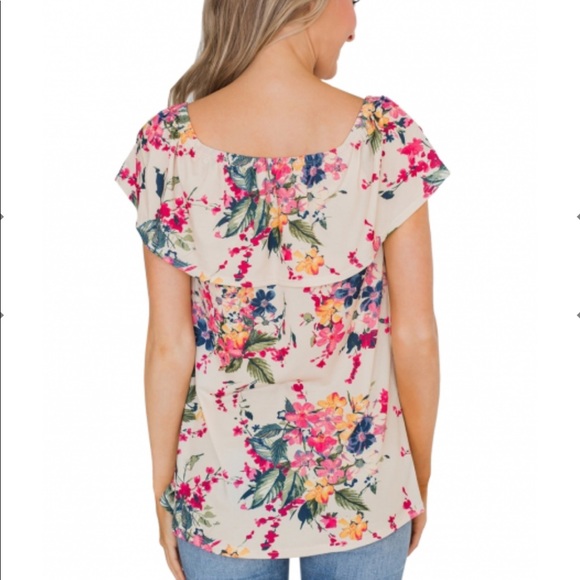 Off the Shoulder Floral Top - Picture 2 of 3